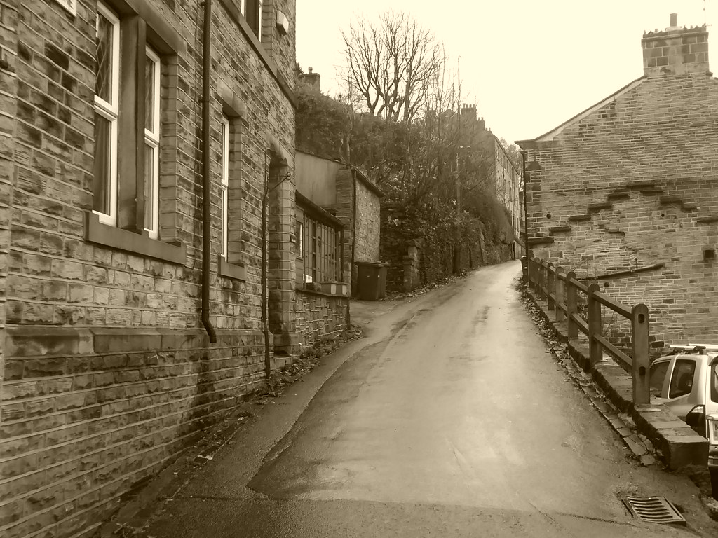 P1530163. Back Lane, Holmfirth. (sepia version) Dave Attrill Flickr