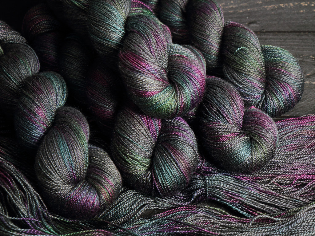 Lace weight yarn It's a Stitch Up Yarn in colour. Beautiful hand