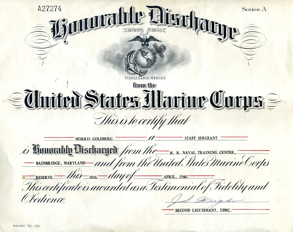 Honorable Discharge Certificate, page 1 of 2, 10 April 194… Flickr