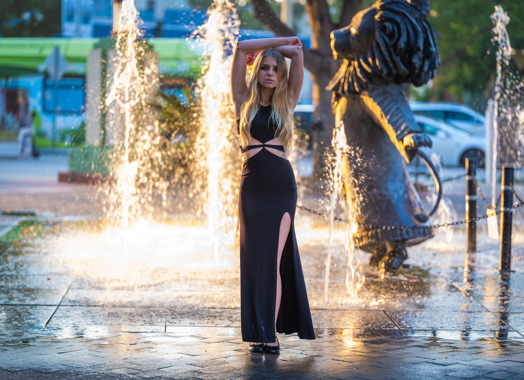 Beautiful Fountain Girl Goddess in Formal Black Dress! Pre… Flickr