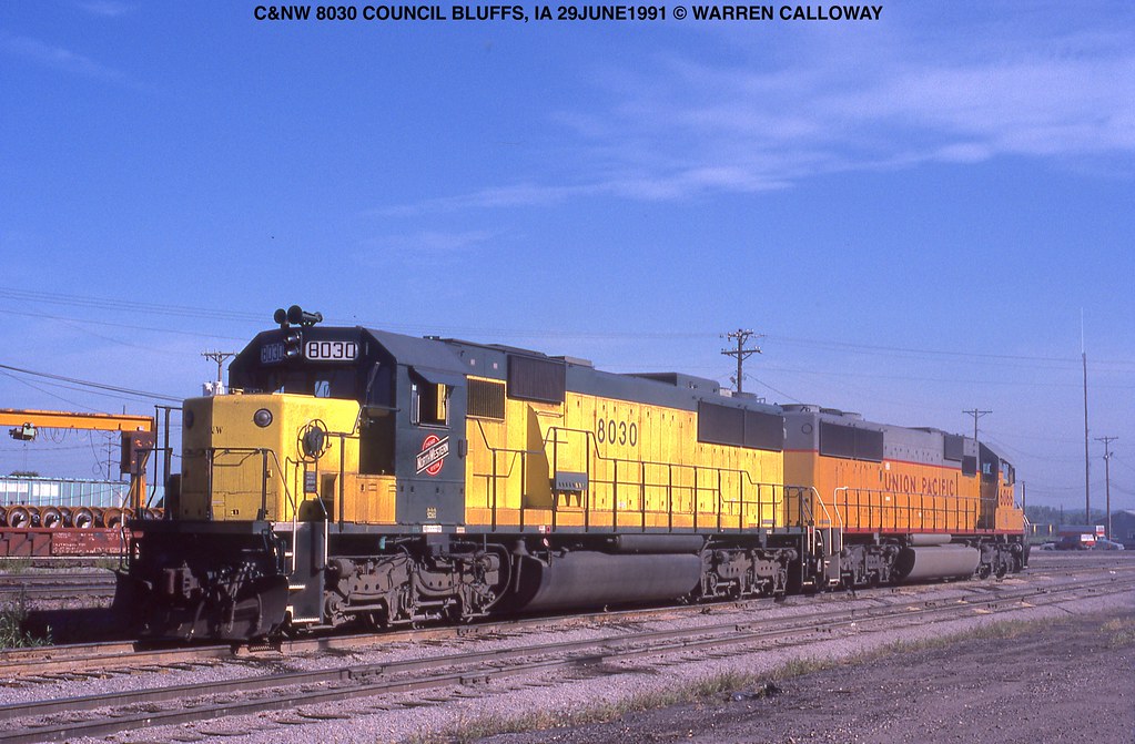 C&NW 8030 COUNCIL BLUFFS, IA 29JUNE1991 © WARREN CALLOWAY Flickr