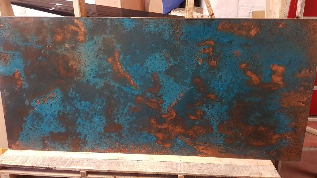 Copper Blue 60 Patina on copper sheet 200cm x 100cm, clear… Flickr