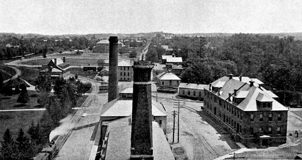 Willard State Hospital looking East from Main Building showing RR