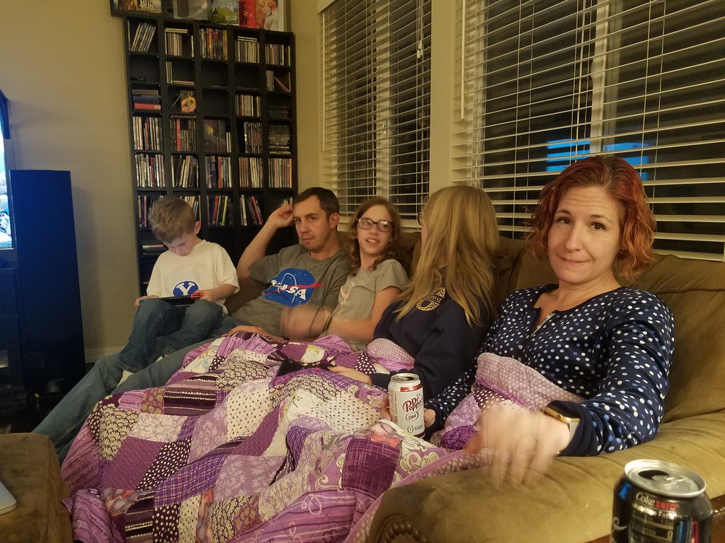 A very full couch Jack, Jon, Molly, Anna, and Amanda