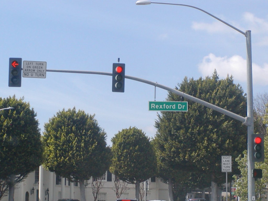 Westbound Burton Way WEST South Santa Monica Blvd. approaches