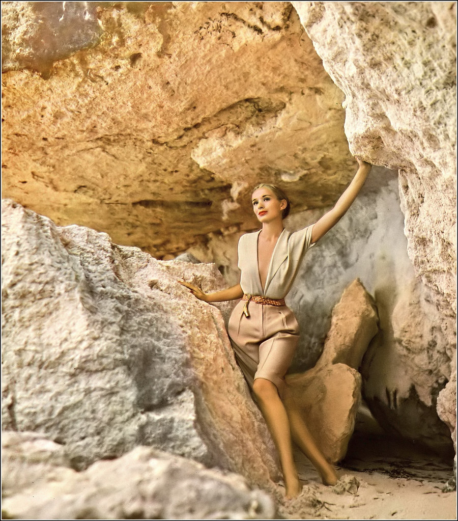 Sandra Nelson in shirt of Celanese crêpe cut open to the w… | Flickr