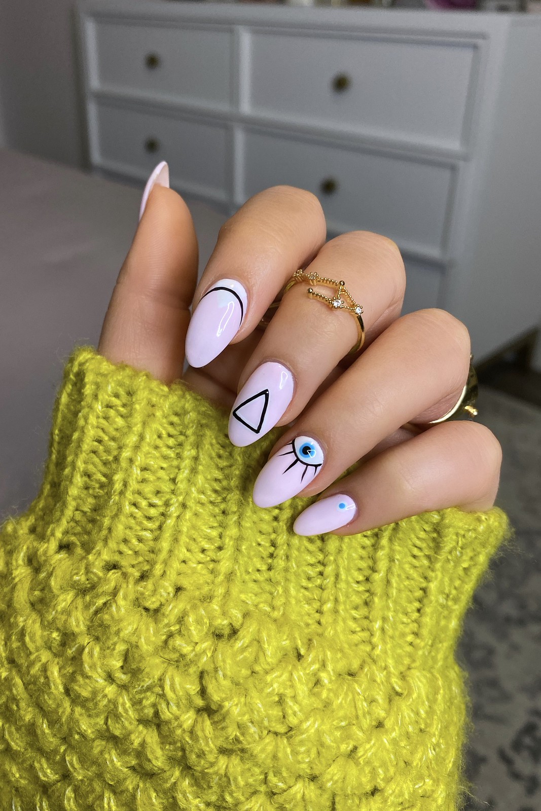 Manicure of the Month Geometric Pink Evil Eye Nails Living After Midnite