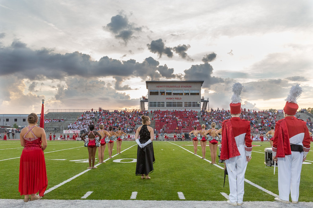 High school band drum major waits for the cue to start the… Flickr