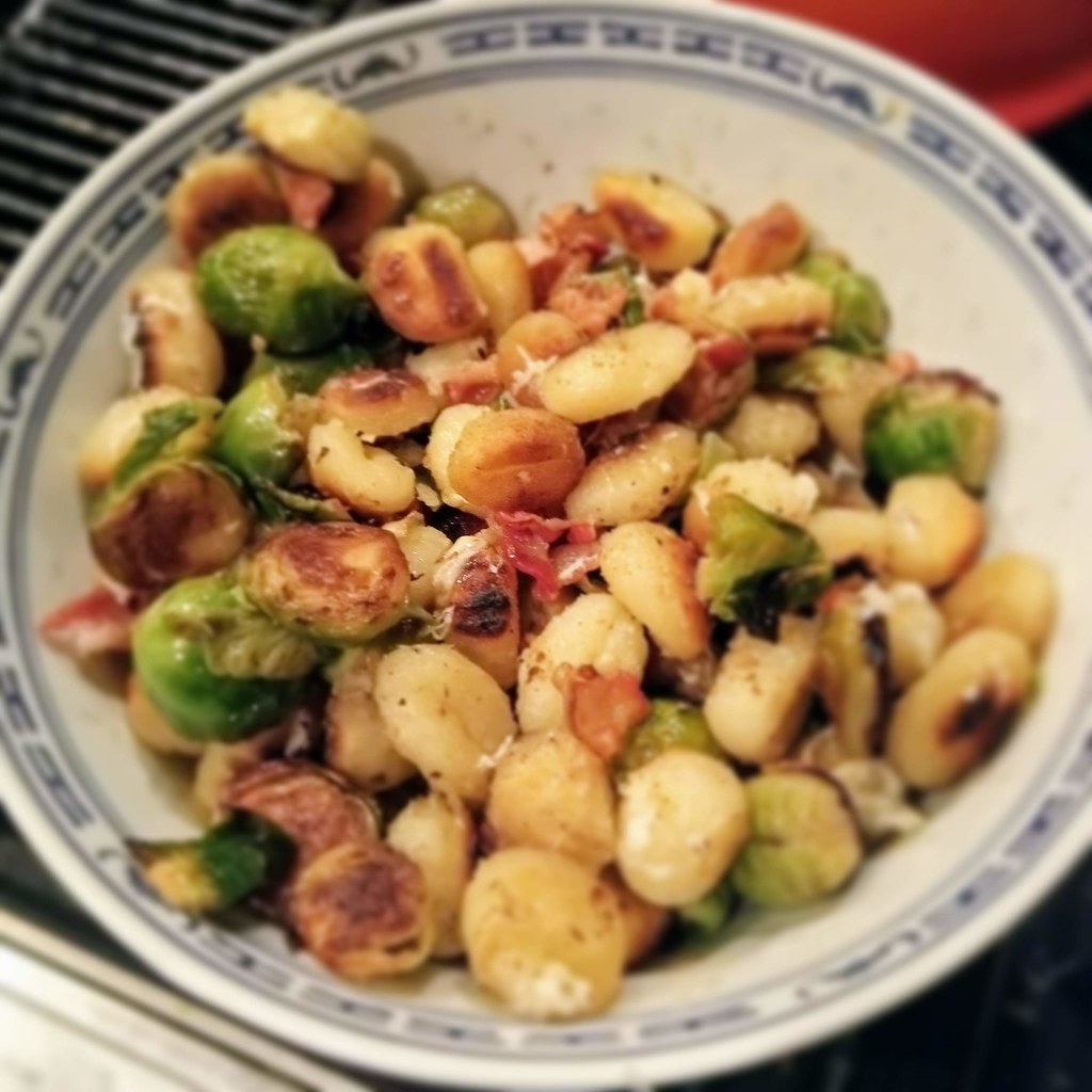 Pan fried gnocchi with bacon and Brussels sprouts First co… Flickr