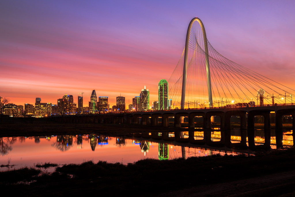 Dallas Skyline, Sunrise Dallas, Texas, USA YouTube Faceb… Flickr
