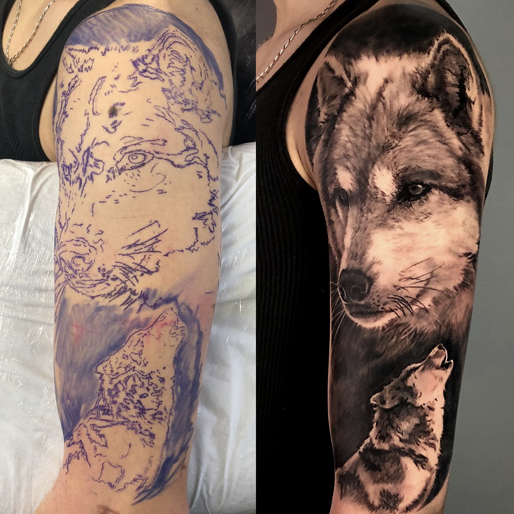 Wolves And Stencil Black And Grey Realistic Animal Sleeve … | Flickr 1024_x_1024_jpg
