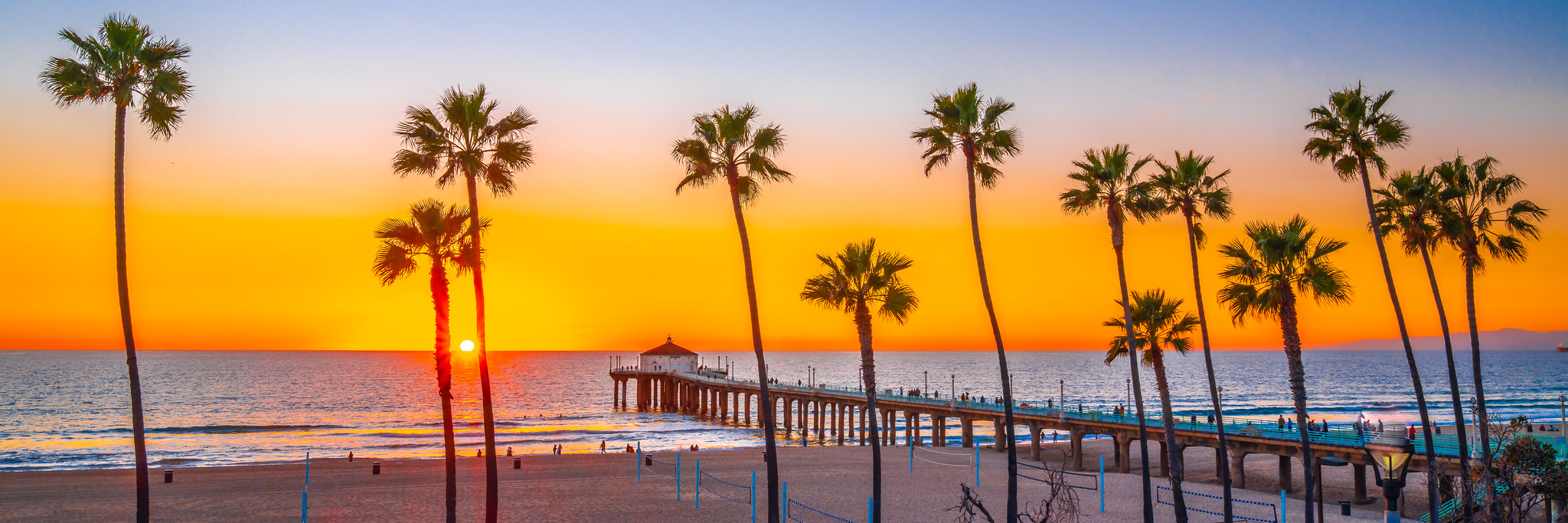 Manhattan Beach Pier Sunset Palm Trees Southern California Beach Fine Art Landscape Nature Fuji