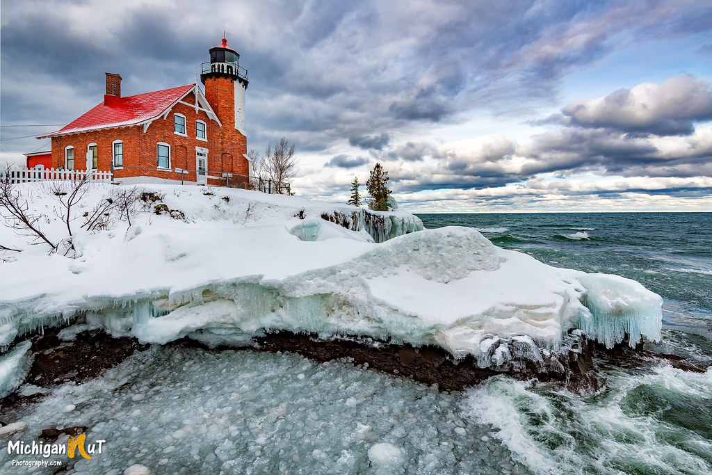 Eagle Harbor Lighthouse Sloshing ice at Eagle Harbor