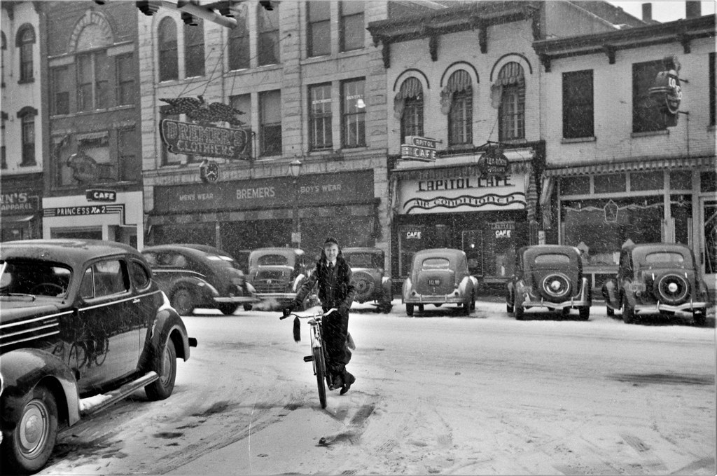 In a Flurry Main street in Iowa City, Iowa, February 1940… Flickr