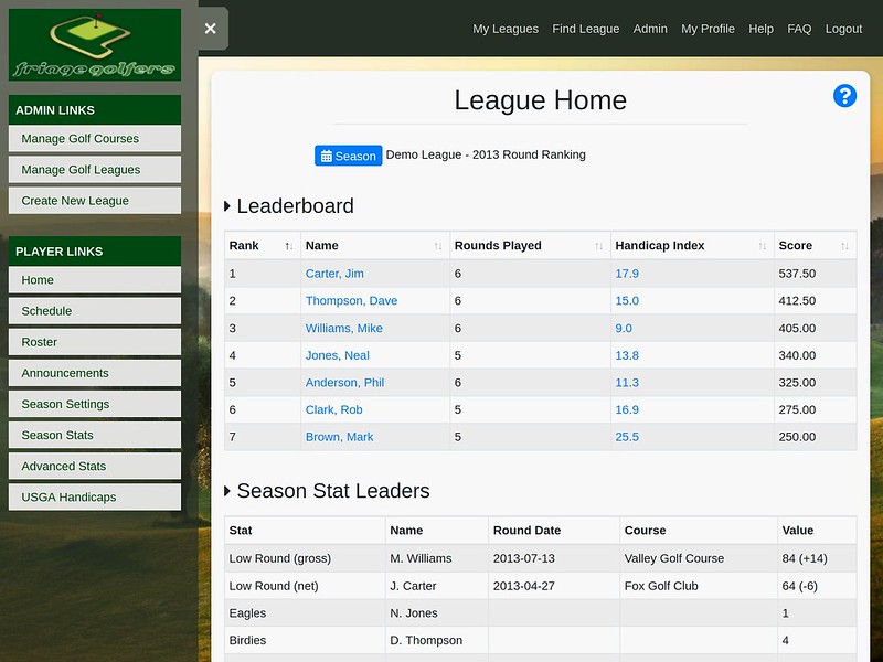 Free Golf League Management Software