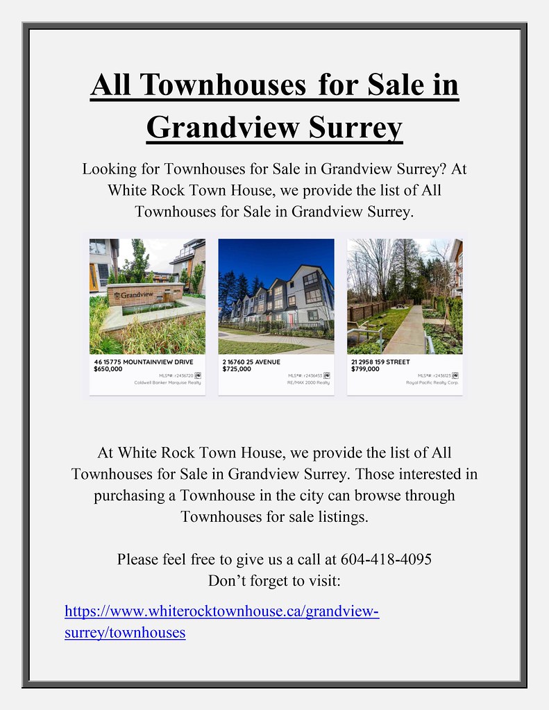 All Townhouses for Sale in Grandview Surrey At White Rock … Flickr