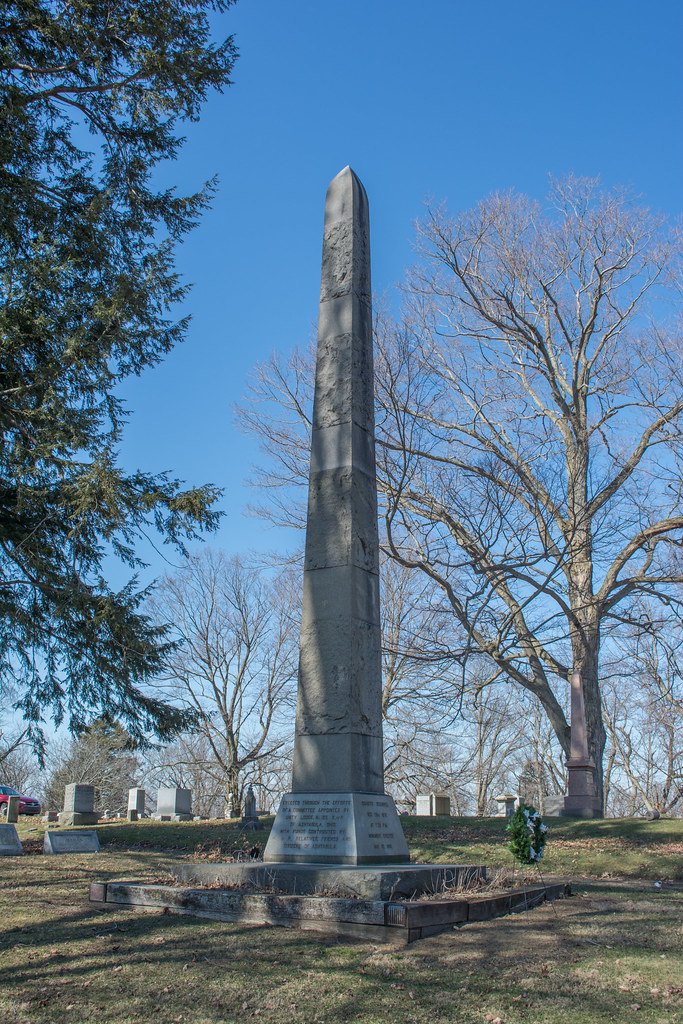 Ashtabula Bridge train disaster memorial rear Chestnut Grove Cemetery