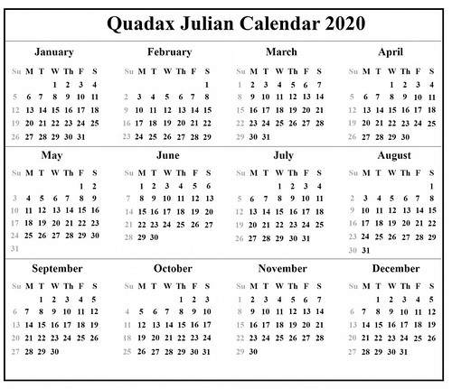 Printable 2020 Julian Calendar | Printable 2020 Julian Calen… | Flickr
