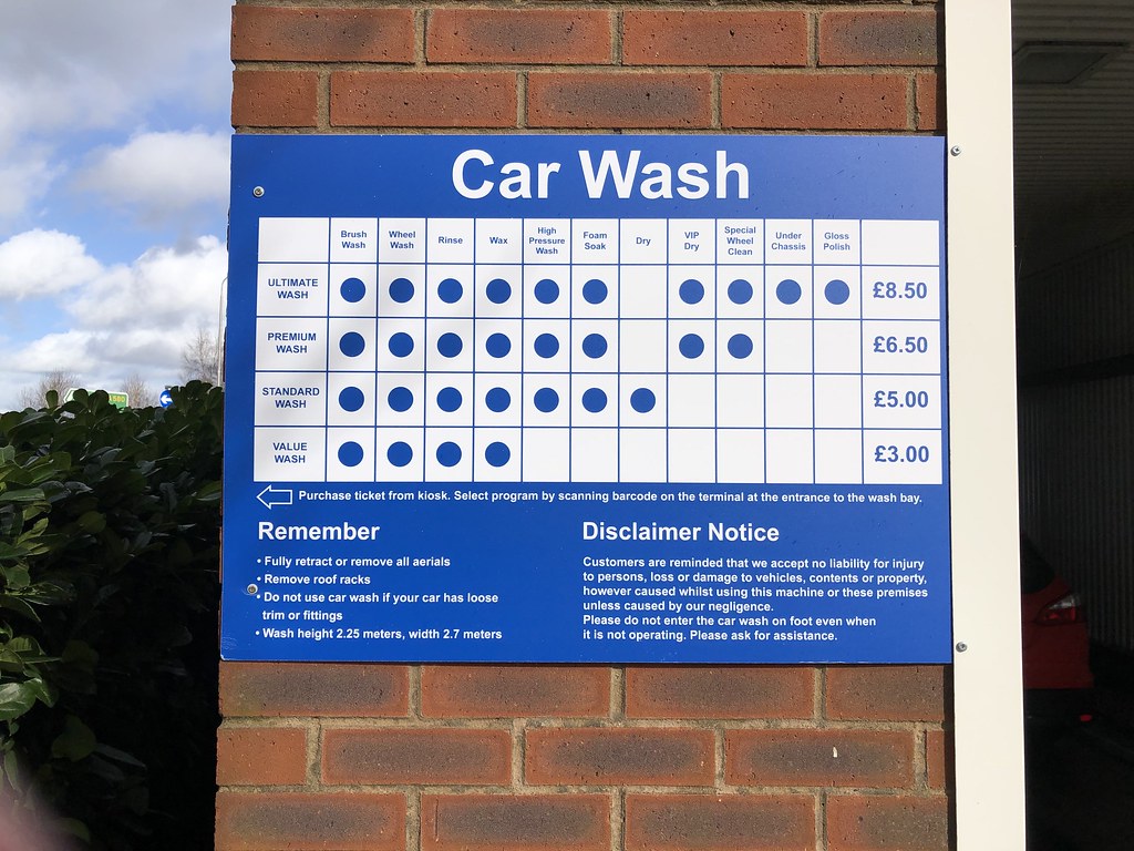 Tesco Car Wash Menu Wash menu different programs from £3.0