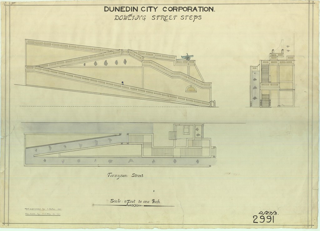 Dowling Street steps plan, 1927 DCC Archives, City Enginee… Flickr