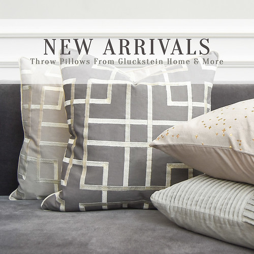 GlucksteinHome Tate Cushion, Embroidery Geometric Linen Ch… Flickr