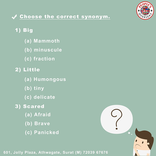 Synonym Choose the correct synonym. comment Now ! Peoples Overseas