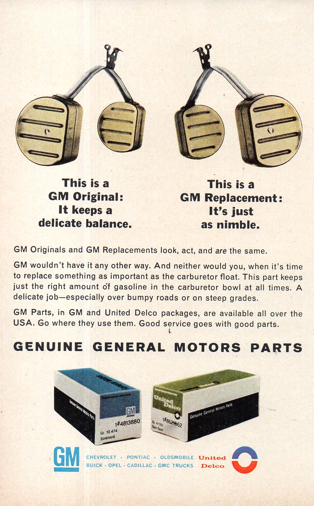 1967 GM General Motors Genuine Replacement Parts Carburetor Float USA Original Magazine