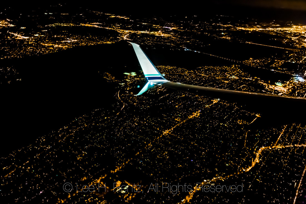 Night Flight from Chicago Arriving in Seattle Night