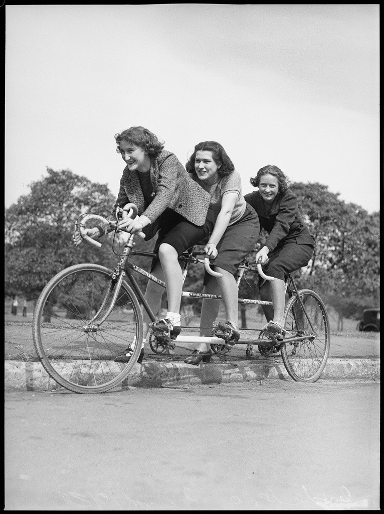 Women on a three seater tandem bicycle, Malvern Star cycle… Flickr