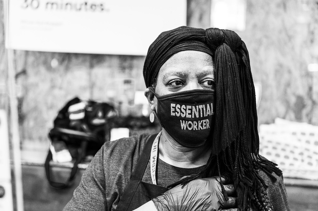 Essential Workers Grocery store employee Samory Henry Flickr