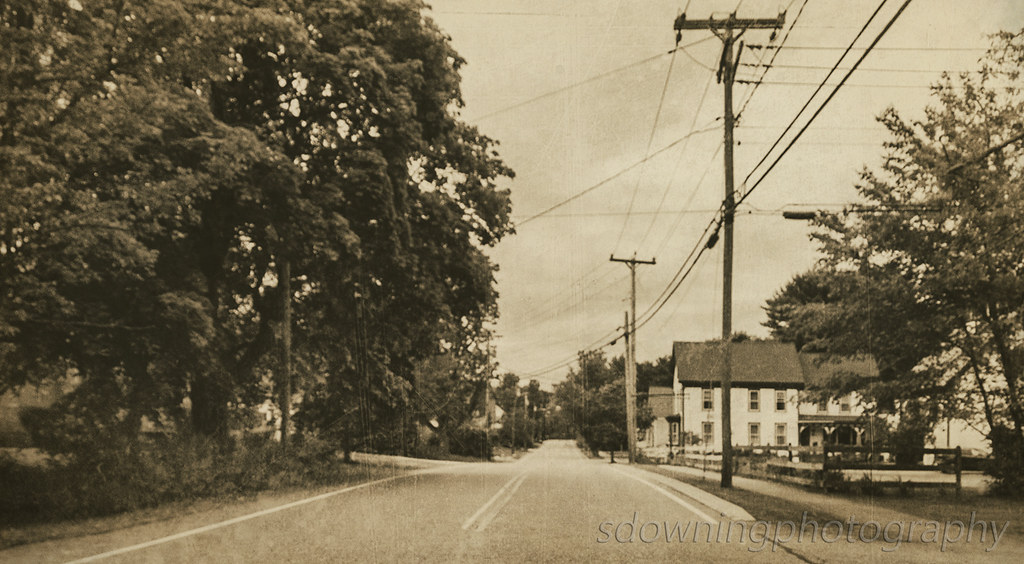 Road to Town BW Kennebunk, ME Brown Street downtown S Downing Flickr