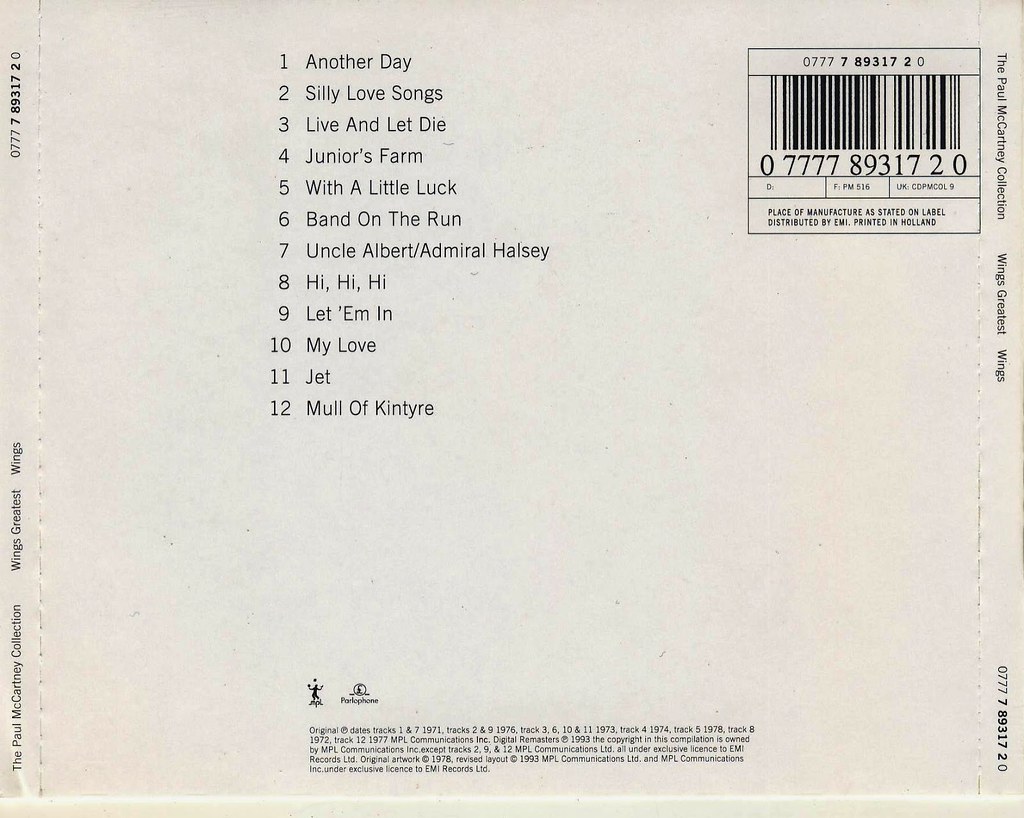 Wings Greatest Hits1 Wings Greatest Hits Album Back Cov… Flickr