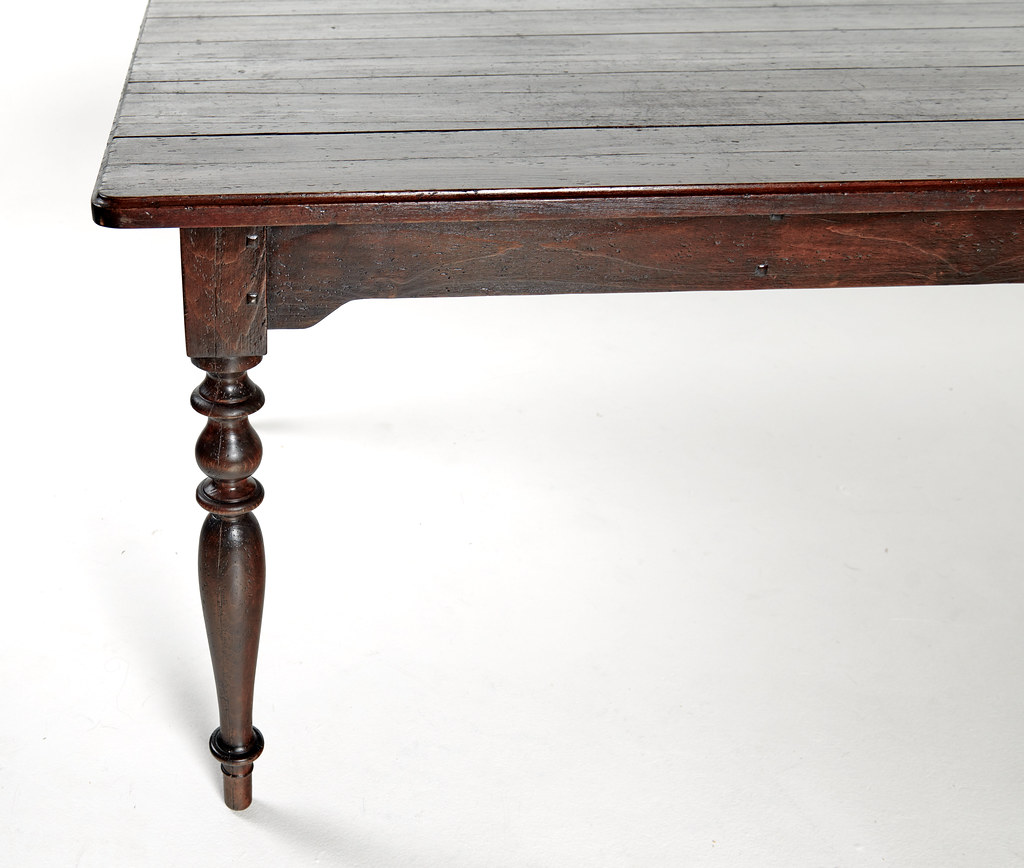 819 harvest table turned legs antique finish H copy Flickr
