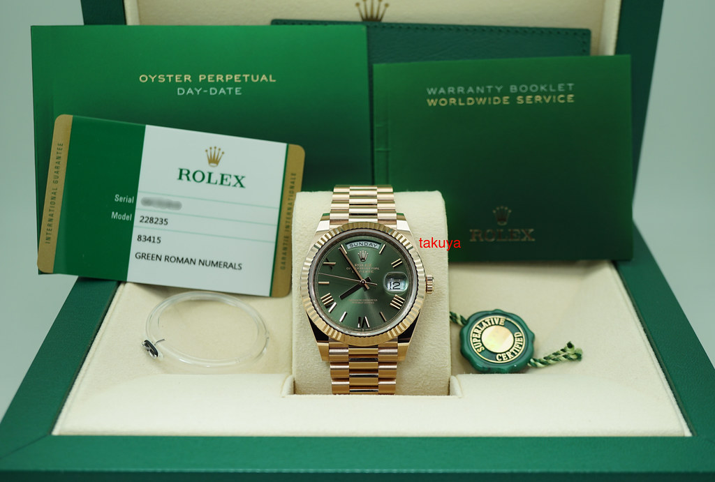 Fsot Bnib Rolex 228235 Rose Gold Day Date 40 Olive Green Dial 2020 Complete Set Watchuseek Watch Forums