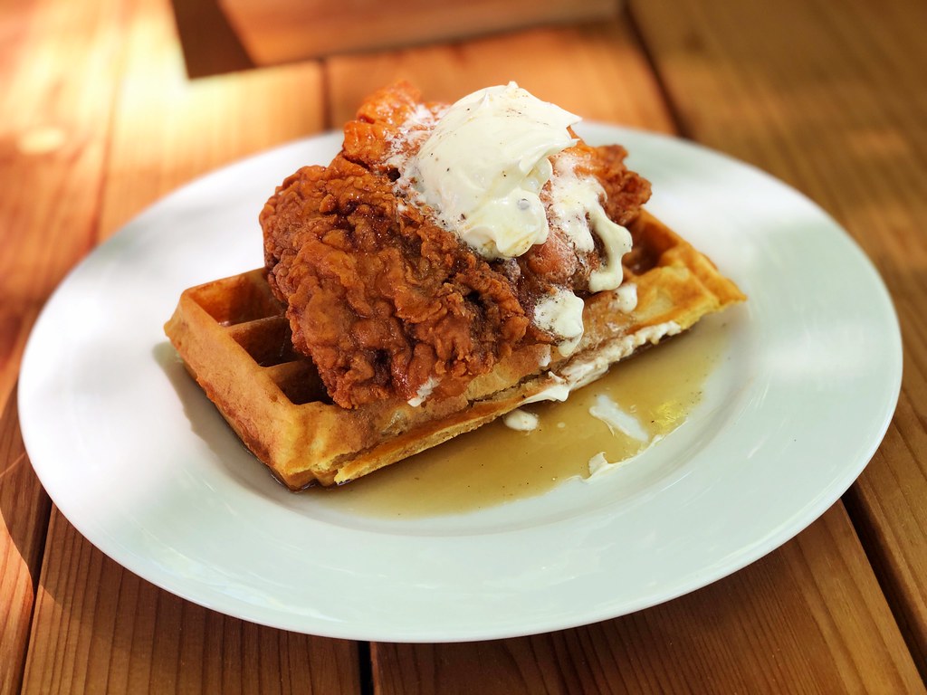 Chicken and Waffles at the girl & the fig Sonoma Plaza Pop… Sarah
