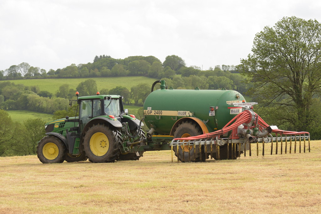 John Deere 6150M Tractor with a Major LGP 2400 Vacuum Slurry Tanker and