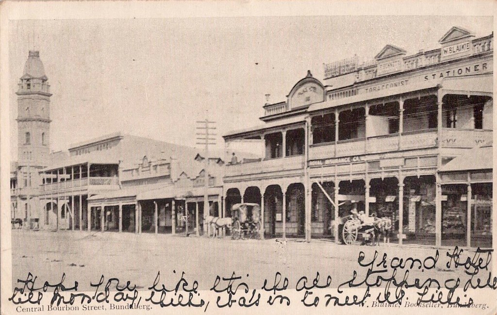 Central Bourbong Street, Bundaberg, Qld very early 1900s a photo on