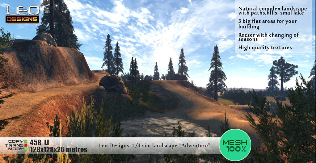 1/4 Sim landscape "Adventure" (Island for 128×128 land