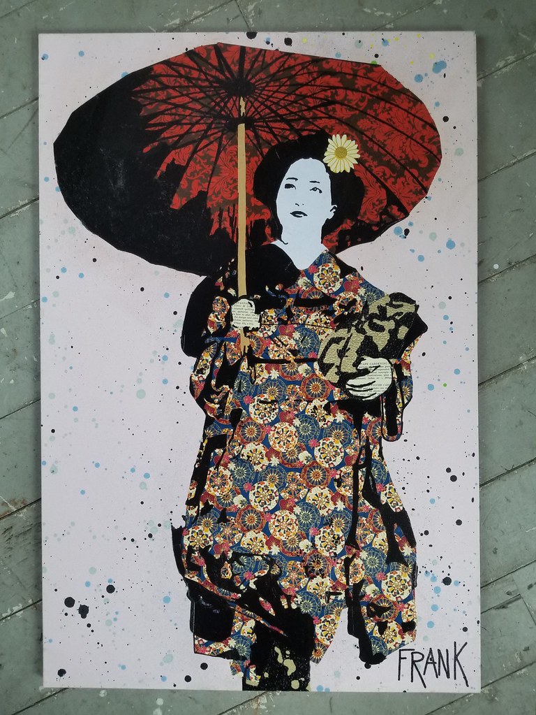 Geisha in spray paint rain mixed media on canvas 3300 Flickr