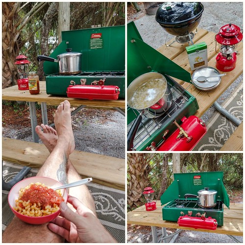 Camp lunch nice and easy, cooking some macaroni for lunch Dave*71