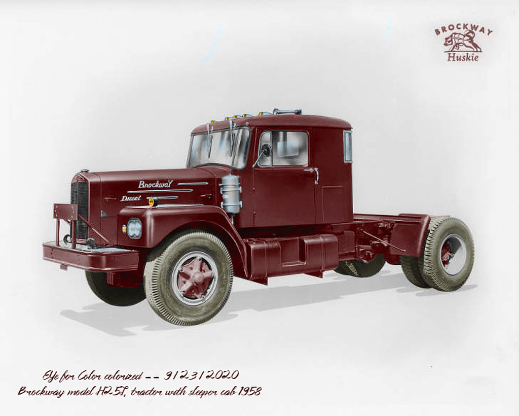 Brockway model H25T, tractor with sleeper cab 1958 Coloriz… Flickr