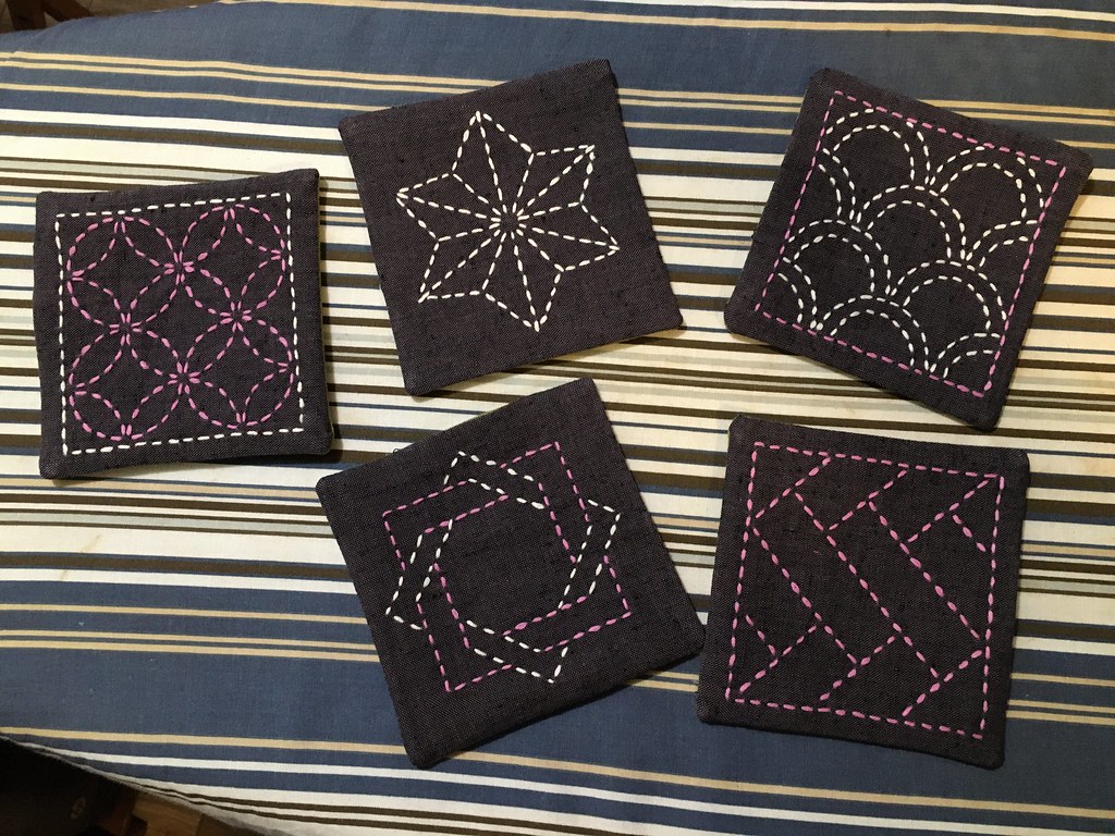sashiko coasters sashiko embroidered coasters from a kit sra