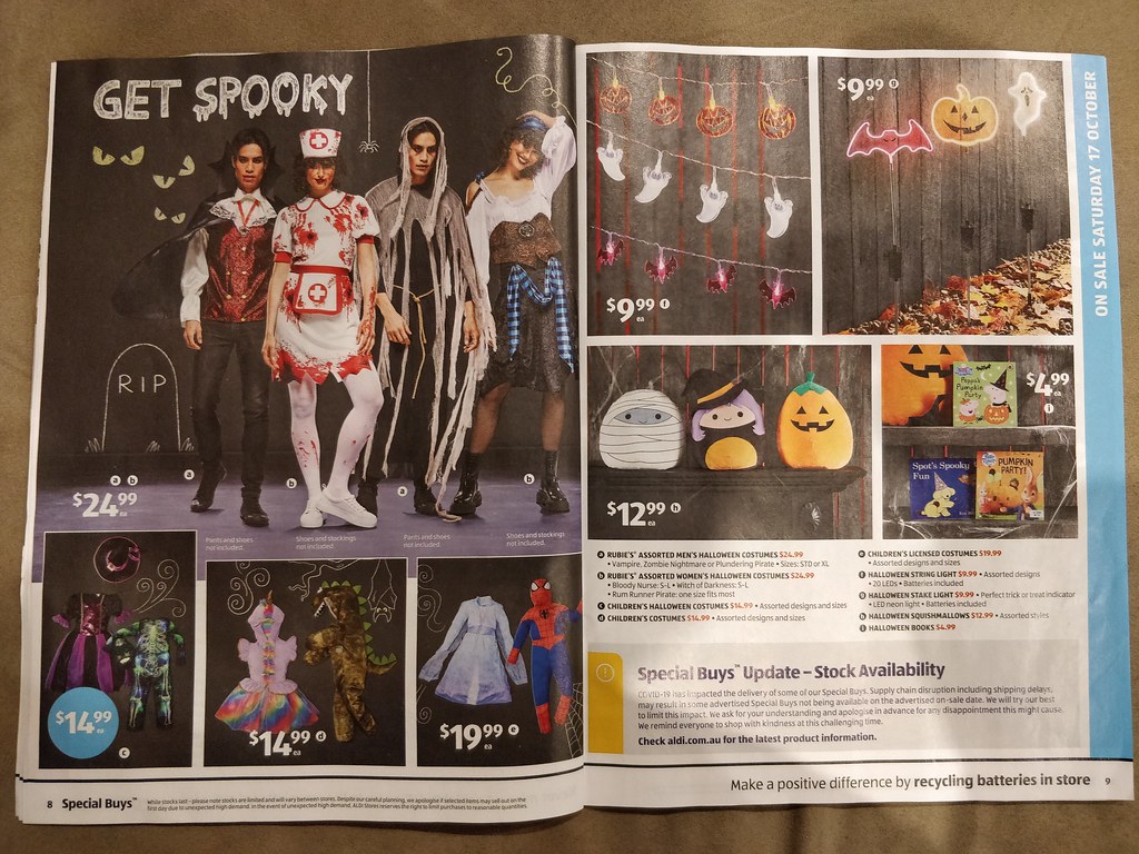 Halloween costumes and lights on sale 17 October at Aldi Flickr