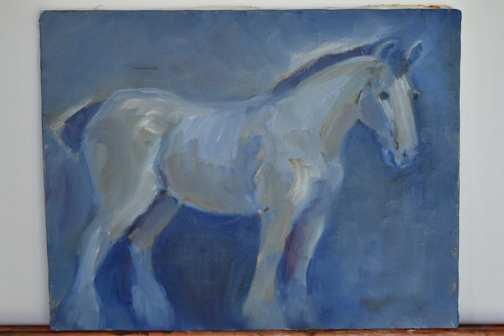 031 Blue Horse painting oil, portrait animal, blue h… Flickr
