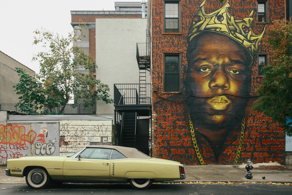 Cadillac Eldorado and Biggie Smalls mural On a rainy day B… Flickr