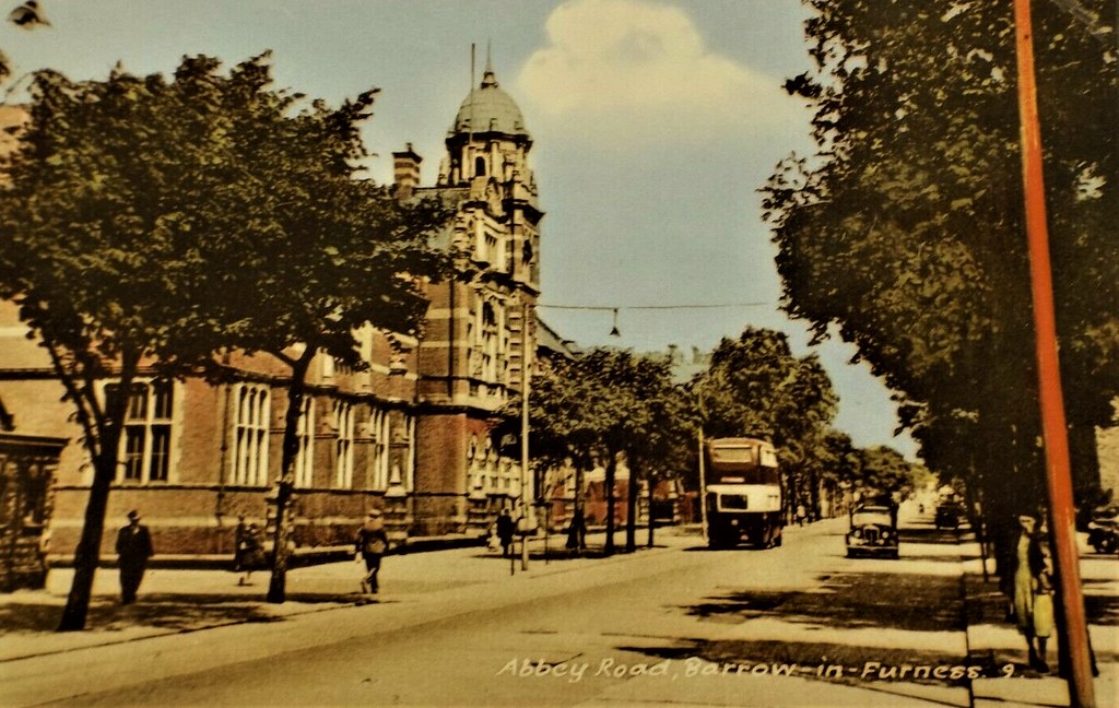 ABBEY ROAD BARROW IN FURNESS CUMBRIA POSTCARD BUS 1962 Flickr