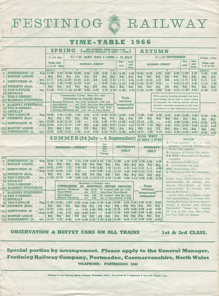 1966 Ffestiniog Timetable a Andrew Lance Flickr