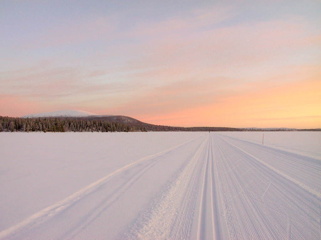 crosscountry ski trail on the ice of the lake A short day… Jon