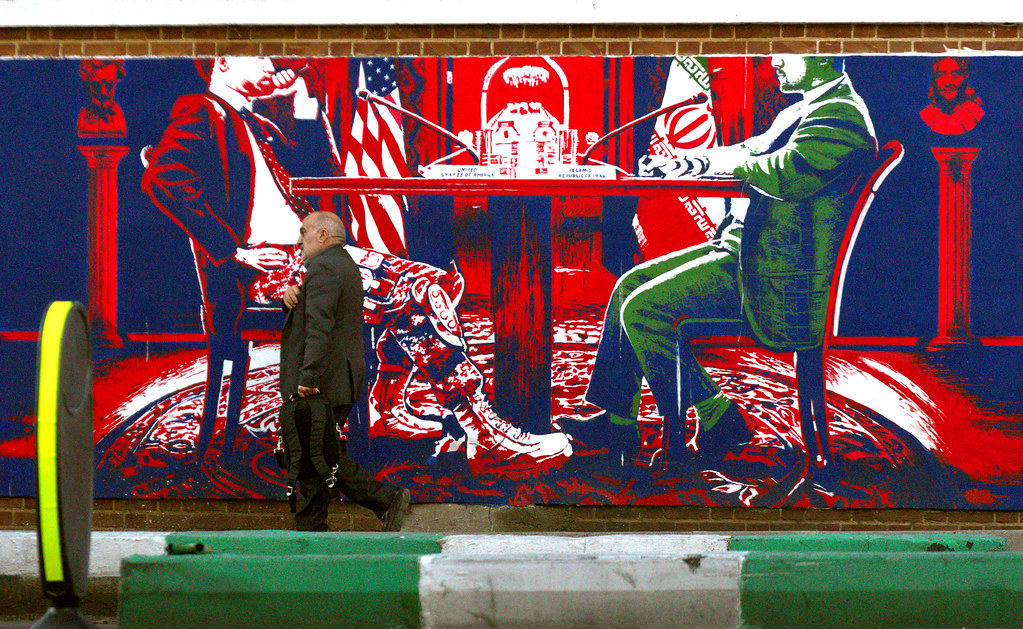 Tehran mural of IranUS negotiations, fomer US embassy in … Flickr