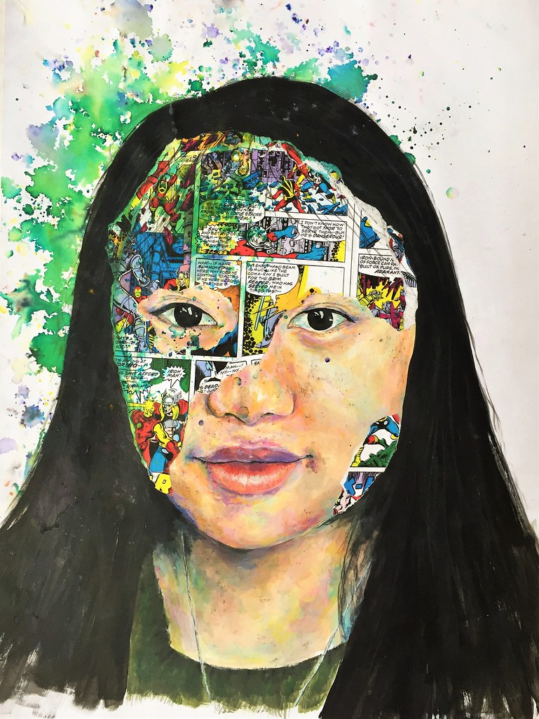 10 2020, acrylic paint, collage and brusho. A3 This paint… Flickr